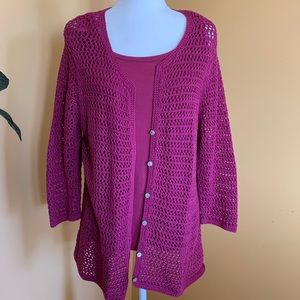 Eddie Bauer, Woman’s Size XXL, 100%Cotton, Bottom down Crochet Cardigan.